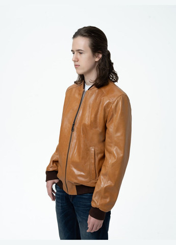Светло-коричневая демисезонная мужская кожаная куртка весна Fabio Monti