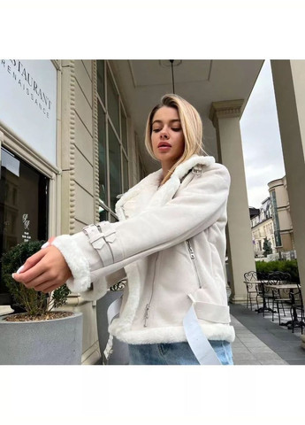 Жіноча дублянка 2141 Авіатор з поясом молочна You Best (303899216)