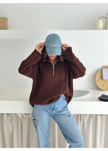 Коричневый демисезонный женский свитер джемпер No Brand