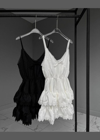 Чорна легка чорна мереживна сукня на бретельках No Brand однотонна