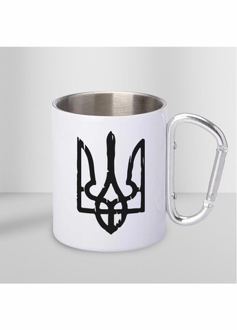 Кружка металлическая с карабином "Тризуб" 300 мл Белая No Brand (324263886)