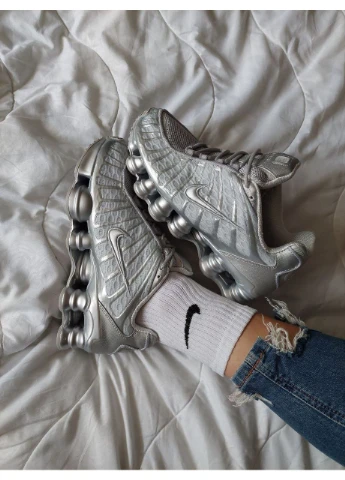 Сірі кросівки чоловічі nike shox tl silver найк шокс тл сірі демісезон No Brand