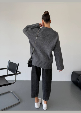 Темно-сірий демісезонний стильний в'язаний светр Adelante