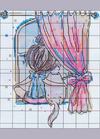 Набор для вышивания по нанесённой на канву схеме "Little girl and cat". AIDA 14CT printed 19*22 см Joy Sunday (313614199)