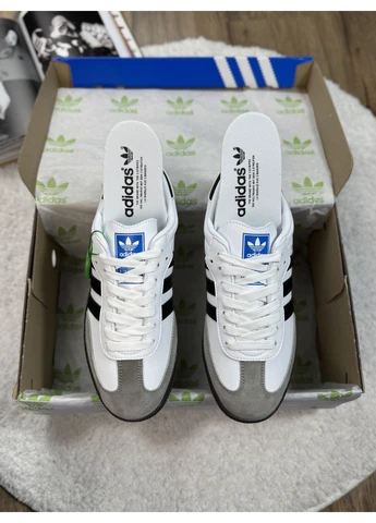 Білі кросівки чоловічі adidas samba white black gum адідас самба білі демісезон No Brand