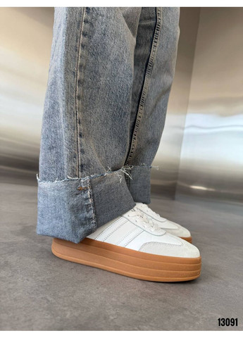 Білі кеди жіночі шкіряні з замшею, комбіновані No Brand