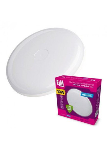 Светильник светодиодный настенно-потолочный 13W 6500K холодное белое свечение 12х4.3 см ELM (301334861)