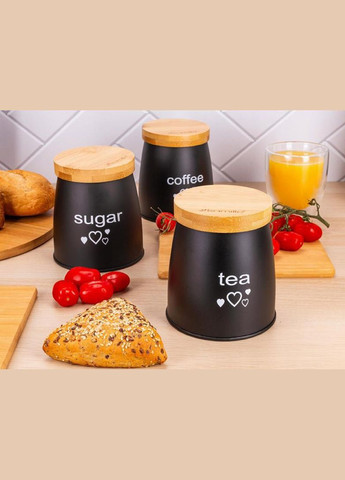 Набор кухонных банок "Bamboo Fiber" 3 контейнера Ø11х13см (чай/кофе/сахар) Kamille (339776040)