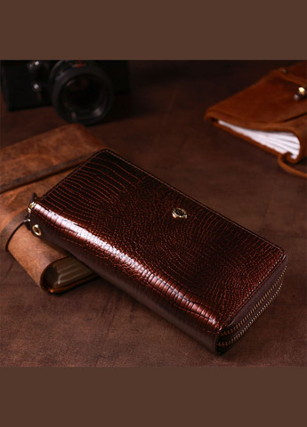 Жіночий клатч Шкіряний з монетницею 18908 Коричневий st leather (306881396)
