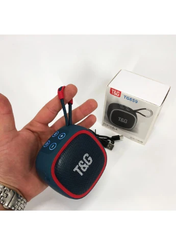 Портативна Bluetooth-колонка TG659 з ремінцем, Bluetooth колонка з підсвічуванням. Колір: синій TG (397594322)