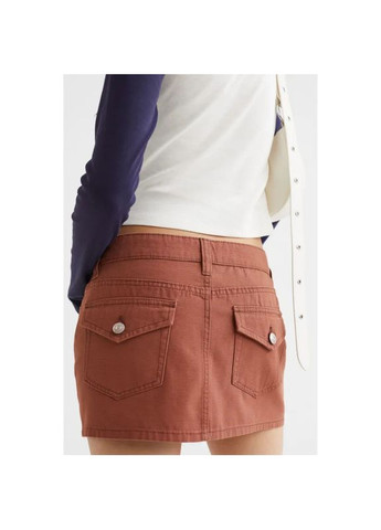 Коричневая кэжуал однотонная джинсовая юбка мини H&M