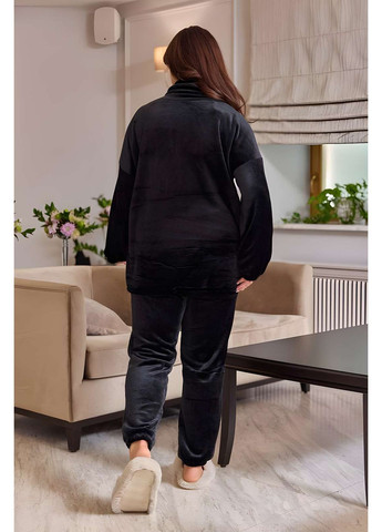 Черная зимняя женская качественная теплая мягкая пижама черная ментолова, теплый домашний костюм кофта и брюки Україна