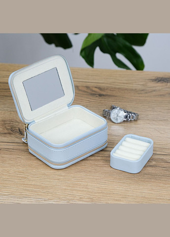 Шкатулка с зеркалом для украшений, двусторонняя, голубая экокожа см (JZ-006-2) Гранд Презент (322190827)