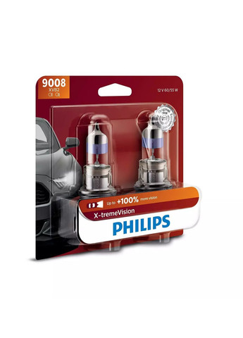 Галогенные лампы для фар 9008XV X-treme Vision Up to 100% More Light H13 Philips (292132685)
