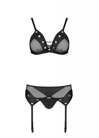 Комплект белья со шнуровкой по лифу и поясом для чулок NESSY SET black Passion (331170873)