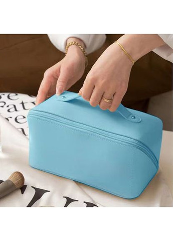 Стильна косметичка зі штучної шкіри, дорожній органайзер для косметики блакитна No Brand (326487926)