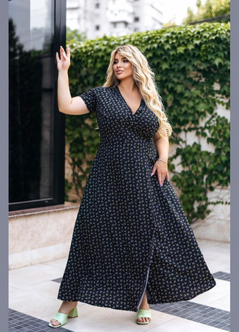 Чорна довга літня сукня в квітковий принт Fashion Girl