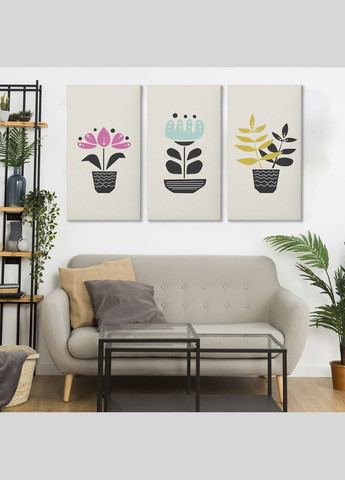 Модульная картина из трех частей Домашние цветы 156x100 см (MK311604) Malevich Store (333339108)