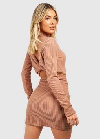 Коричнева повсякденний сукня Boohoo однотонна