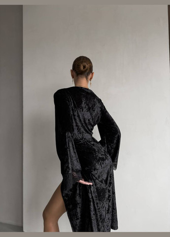 Чорний оксамитовий халат Luna (322931498)