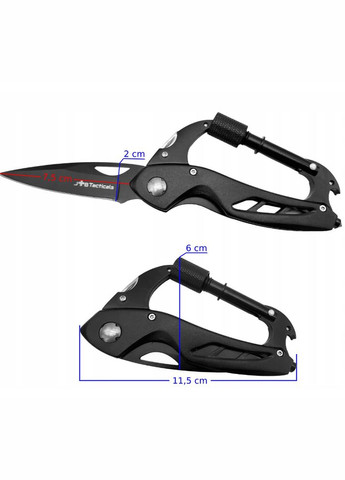 Карабин Мультитул с Ножом 6 в 1 Черный JB Tacticals (336550240)