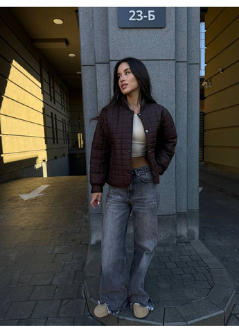 Коричневая демисезонная стеганая куртка бомбер куртка-лайнер Україна