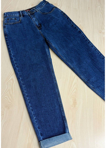 Джинсы женские 8229 Mom большие размеры с резинкой на талии синие Vanver - (341999520)