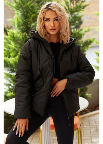 Черная демисезонная куртка женская демисезонная черного цвета Let's Shop