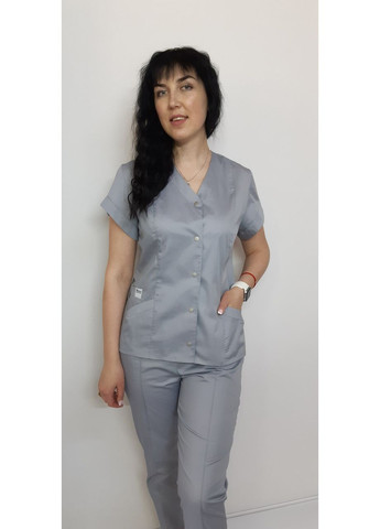 Жіночий медичний костюм Беата стрейч-котон короткий рукав 46, Сірий No Brand (361360423)