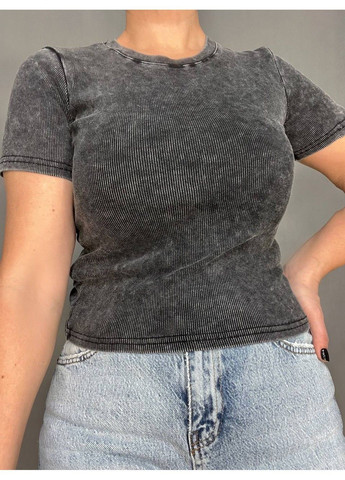 Футболка жіноча A-N 2747 варка тай-дай рубчик топ середня довжина базова one size No Brand - (319315332)