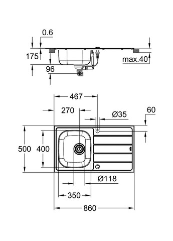 Мойка для кухни из нержавеющей стали K200 (31552SD1) Grohe (386161730)