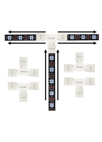 Конектор для світлодіодної стрічки LED кутовий Т-подібний 10мм 4pin No Brand (334302338)