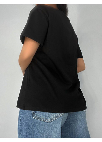 Футболка женская 046 оверсайз базовая однотонная с вышивкой сердце в камнях one size Anni - (325602826)