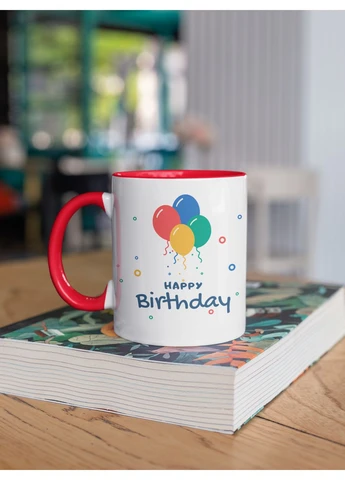 Кружка керамическая Happy Birthday 330мл Красная ручка kr0421-Red No Brand (402247988)