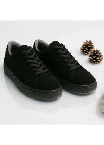 Чорні Зимовий чоловічі зимові кросівки lux 6214 чорні замшеві з вовною Kindzer Lux-6214