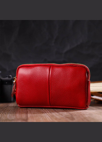 Стильний жіночий клатч на два відділення з натуральної шкіри 22090 Червоний Vintage (298570400)