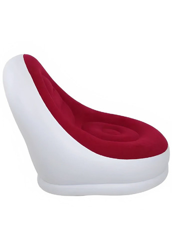 Надувне крісло диван із пуфом з флокованим покриттям насосом навантаженням до 100 кг 116х98х83 см (480507-Prob) Червоне з білим Unbranded (336592807)