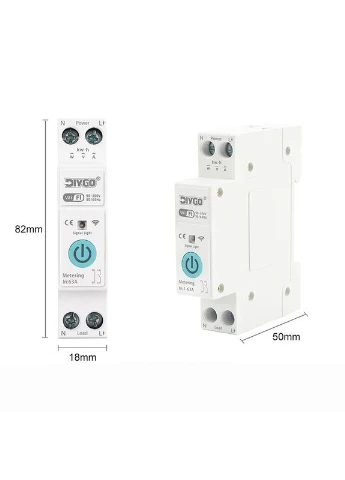 Умный WiFi выключатель с счетчиками, таймером 1P+N 25A 230V Smart Life, Tuya [DGB-63TM-25A] Diygo (394238266)