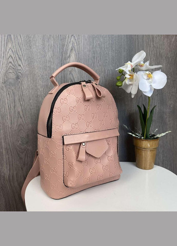 Жіночий міні рюкзак сумка з рожевий тисненням No Brand (301083094)