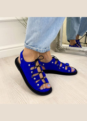 Босоніжки замшеві жіночі на низькому ходу. Колір електрик. 39 розмір Vasha para (303931749)