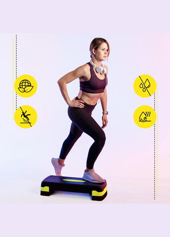 Степ-платформа 2-ступінчаста 68 х 28 х 10-15 см Black/Yellow Cornix XR-0192 (275654251)