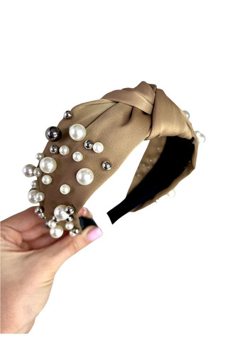Широкий обруч - чалма для волосся з намистинами з вузлом Hand Made (330619117)