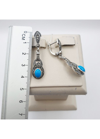 Серьги серебряные с бирюзой и марказитом 6,91 г No Brand (369737463)