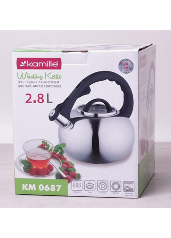 Чайник Whistling Kettle зі свистком та скляною кришкою 2,8 л Kamille (289460849)