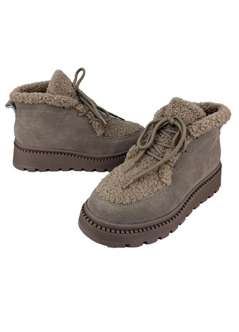 Женские ботинки мех тедди серые шнуровка 80219-2 ITTS (362027843)