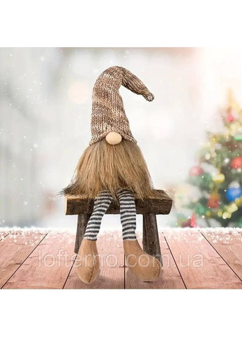 Різдвяна фігурка сидячого Гнома 24х7х6 см Коричневий No Brand (370161658)