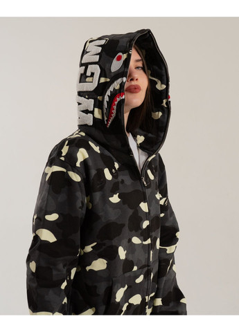 Худи чёрный Bape A Bathing Ape Shark White City Camo Full Zip Hoodie Mens (356677669)
