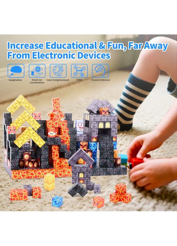 Магнитный конструктор Майнкрафт 160 кубиков Нижний мир и Лава Minecraft (366963164)