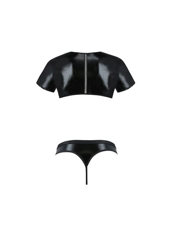 Комплект чоловічої білизни під латекс 057 SET PETER L/XL Black, кроп-топ, стринги Passion (369951932)