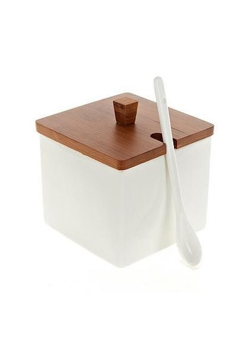 Банку для сипучих продуктів Ceram-Bamboo 600мл квадратна порцелянова ємність для цукру та спецій BonaDi (368991487)